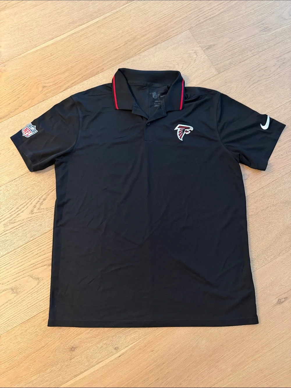 Nike Black Atlanta Falcons DriFit Polo with Red-Trim Collar